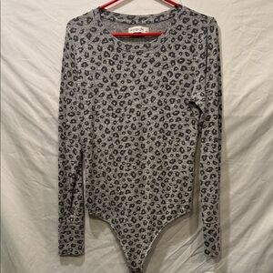 Abercrombie & Fitch Soft Gray Leopard Print Body Suit